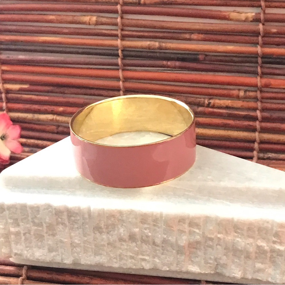 J Crew Bangle Bracelet Mauve Enameled Gold Tone
